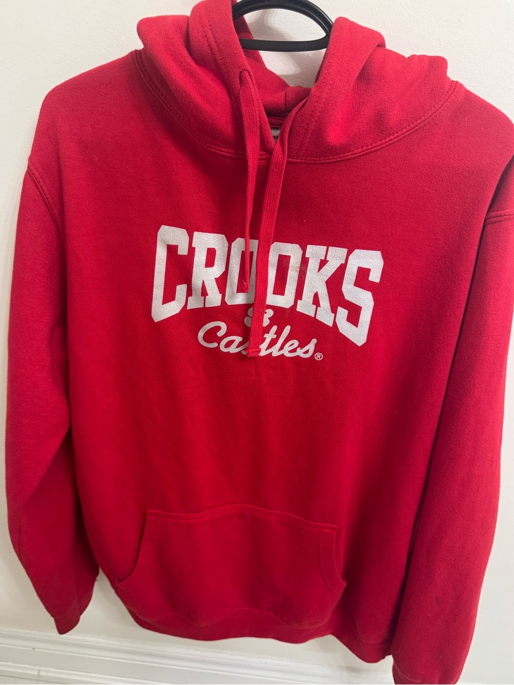 Crooks & Castles Red Pullover Hoodie with White Logo